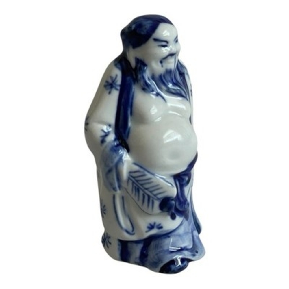 Vintage Chinese Blue White Porcelain Figurine Immortal / Wise Man Statue Amulet - Picture 4 of 6